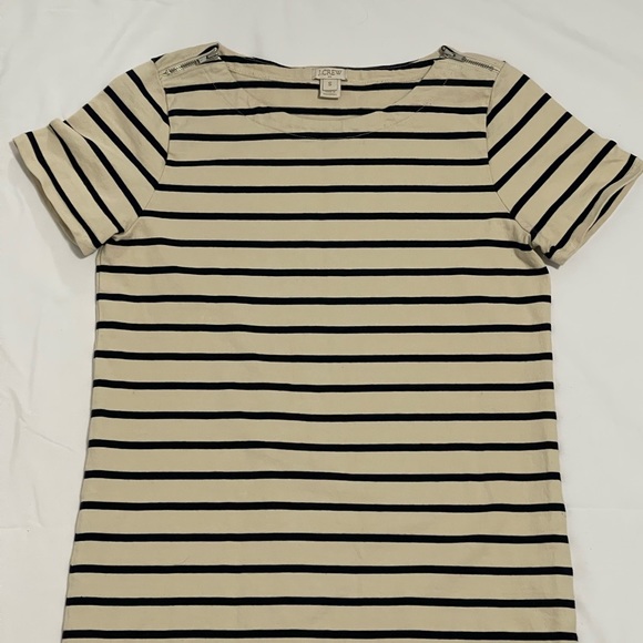 J. Crew 100% Cotton Stripe Zip Top Crewneck T-shirt Dress Mini Size Small - Picture 4 of 6